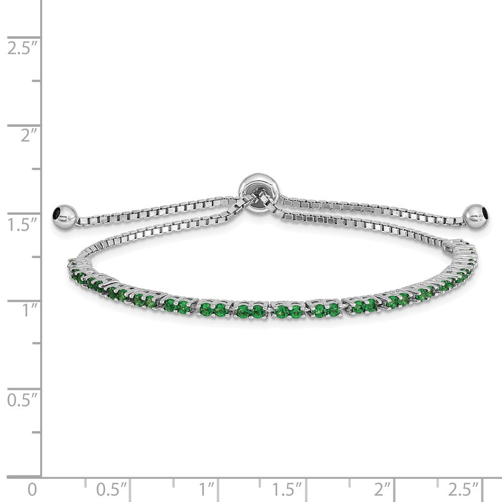 Sterlingsilber Rhodiniert May Grün Zirkonia Verstellbar Armband