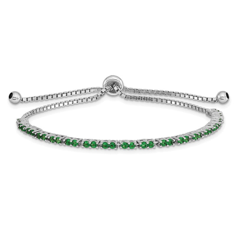 Sterlingsilber Rhodiniert May Grün Zirkonia Verstellbar Armband