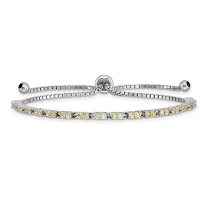 Sterlingsilber Rhodiniert November Gelb Zirkonia Verstellbar Armband