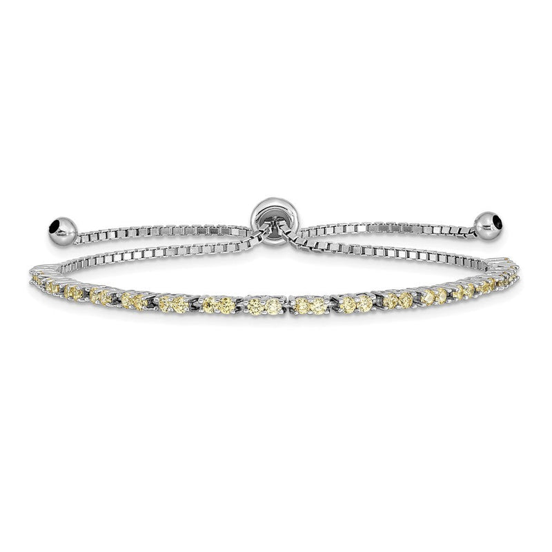 Sterlingsilber Rhodiniert November Gelb Zirkonia Verstellbar Armband