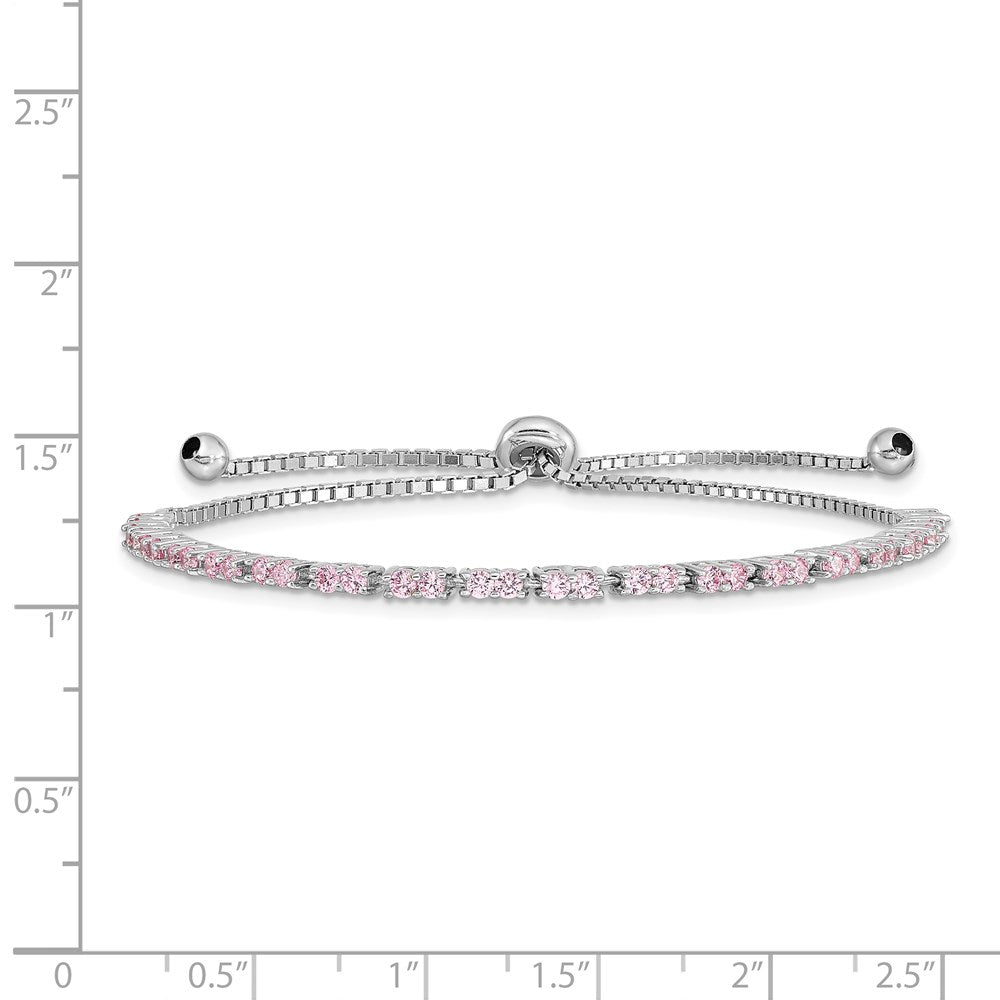 Sterlingsilber Rhodiniert October Rosa Zirkonia Verstellbar Armband