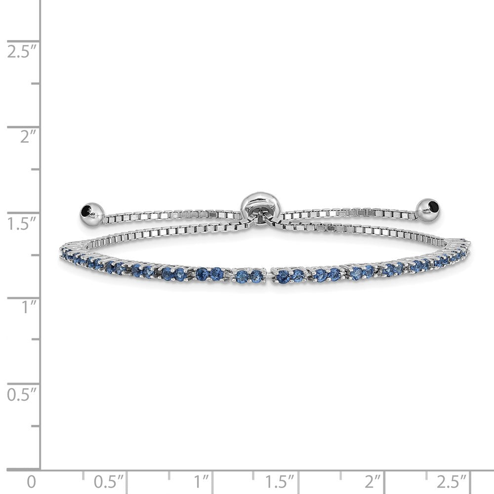 Sterlingsilber Rhodiniert September Blau Zirkonia Verstellbar Armband