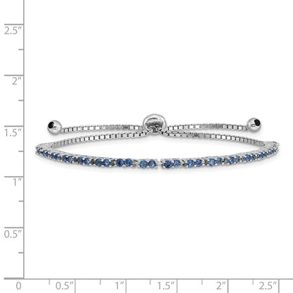 Sterlingsilber Rhodiniert September Blau Zirkonia Verstellbar Armband