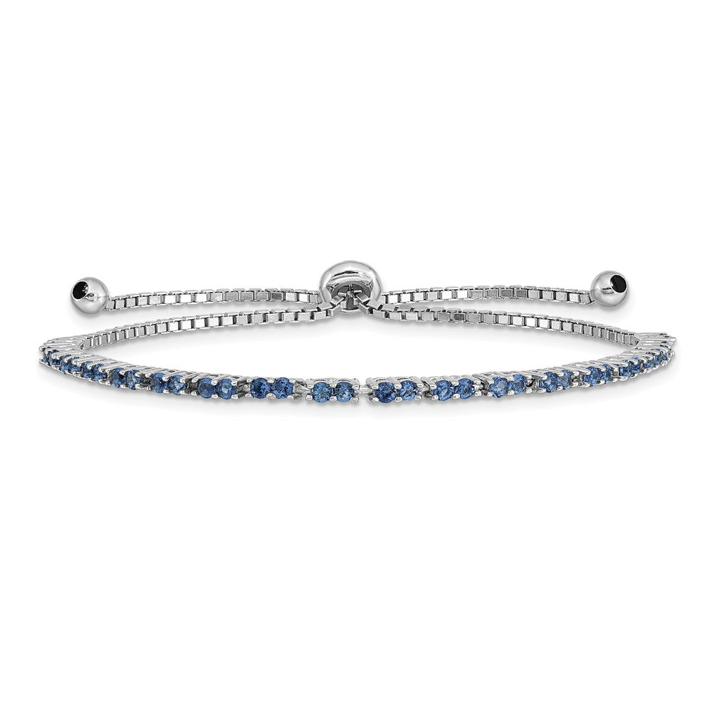 Sterlingsilber Rhodiniert September Blau Zirkonia Verstellbar Armband