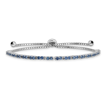 Sterlingsilber Rhodiniert September Blau Zirkonia Verstellbar Armband