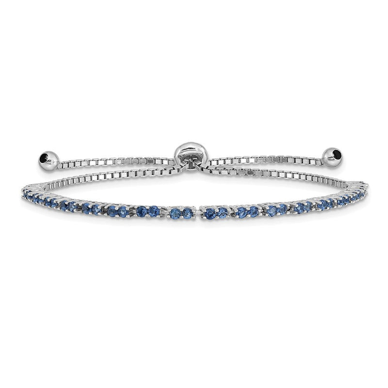 Sterlingsilber Rhodiniert September Blau Zirkonia Verstellbar Armband