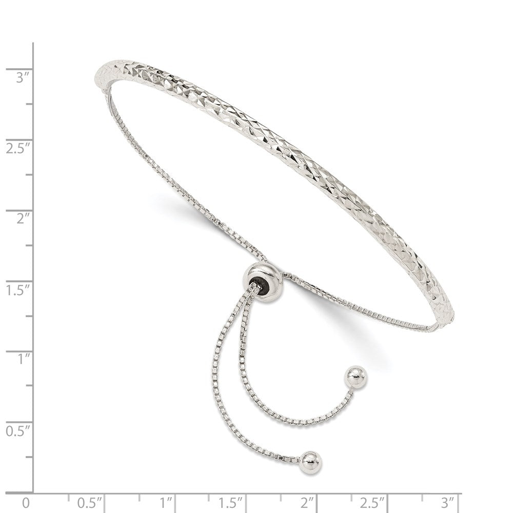 10.5 Zoll Sterlingsilber Rhodiniert Diamantiert Verstellbar Armband