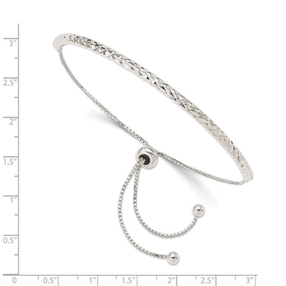 10.5 Zoll Sterlingsilber Rhodiniert Diamantiert Verstellbar Armband