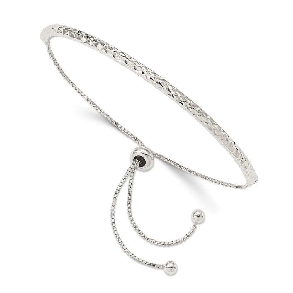 10.5 Zoll Sterlingsilber Rhodiniert Diamantiert Verstellbar Armband