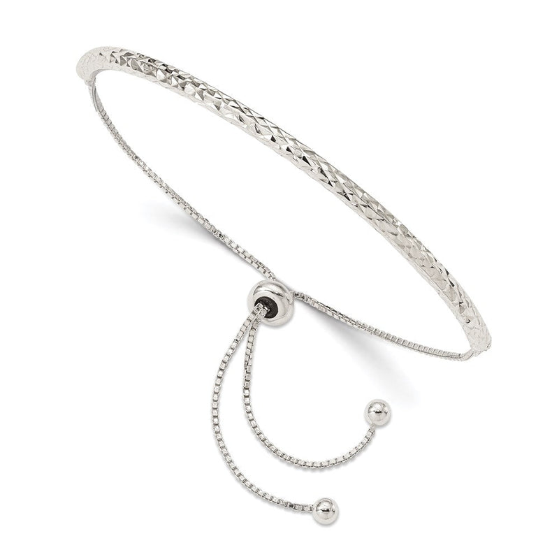 10.5 Zoll Sterlingsilber Rhodiniert Diamantiert Verstellbar Armband