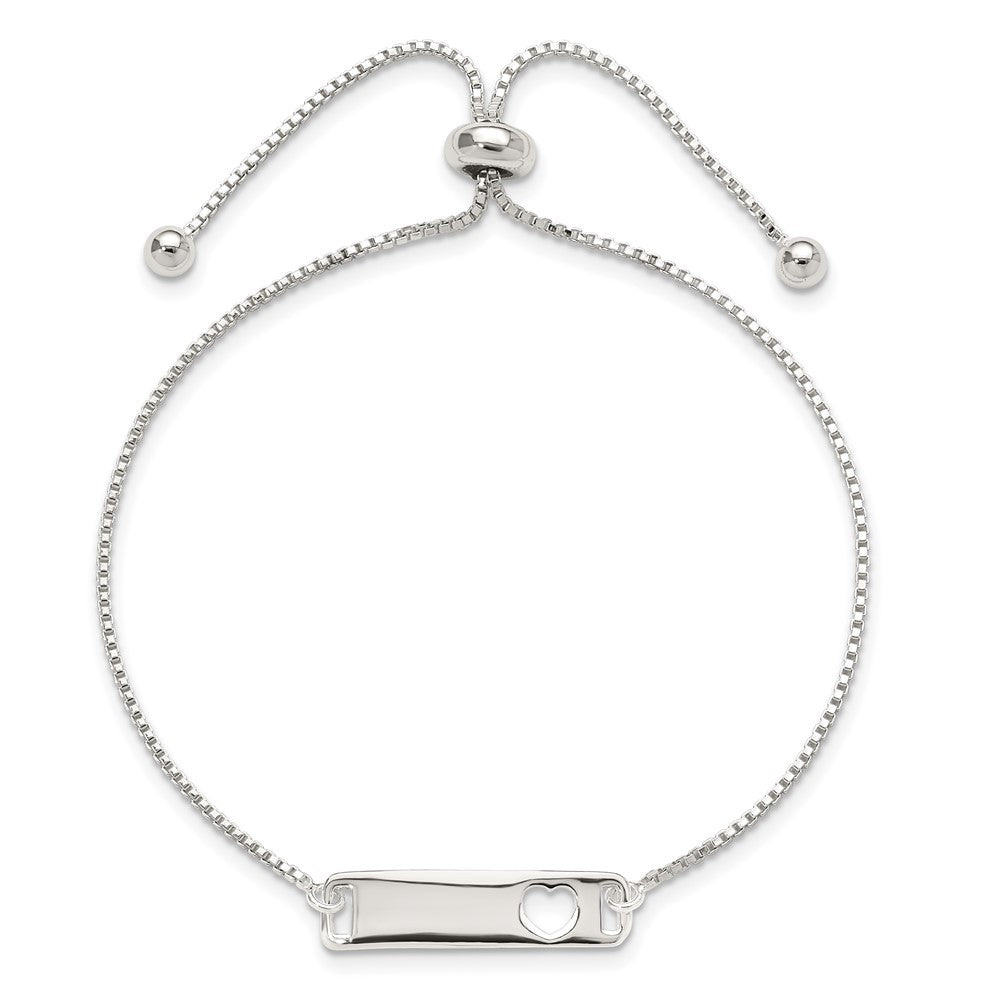 Sterlingsilber Poliert Stab mit Herz Verstellbar Armband