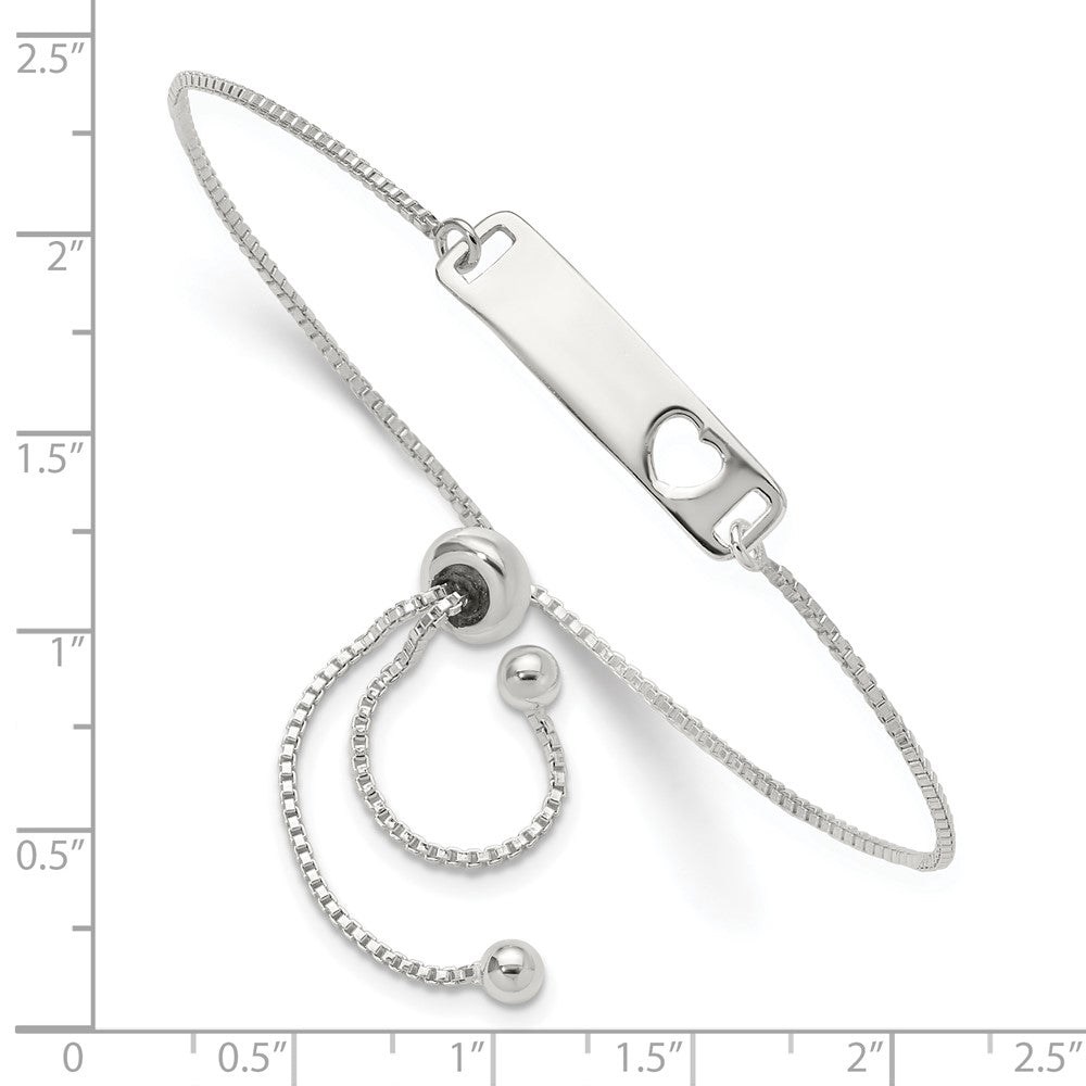 Sterlingsilber Poliert Stab mit Herz Verstellbar Armband