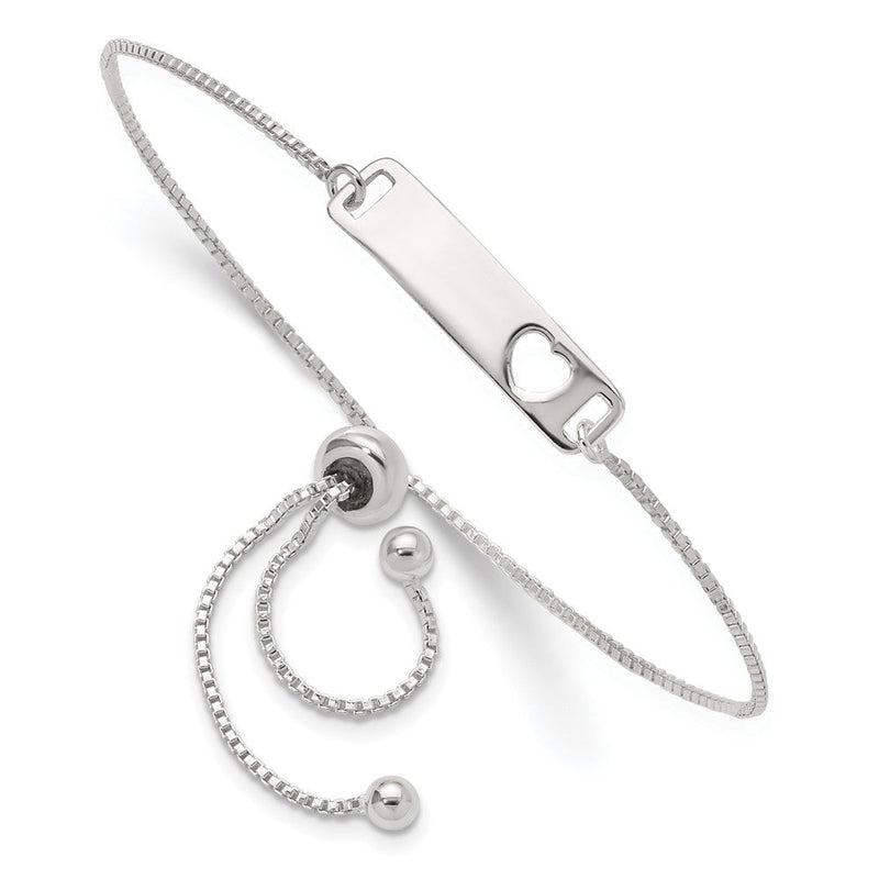 Sterlingsilber Poliert Stab mit Herz Verstellbar Armband