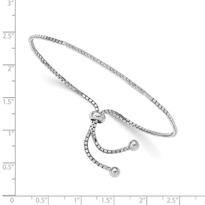 Sterlingsilber Rhodiniert Zirkonia Stab Verstellbar Armband