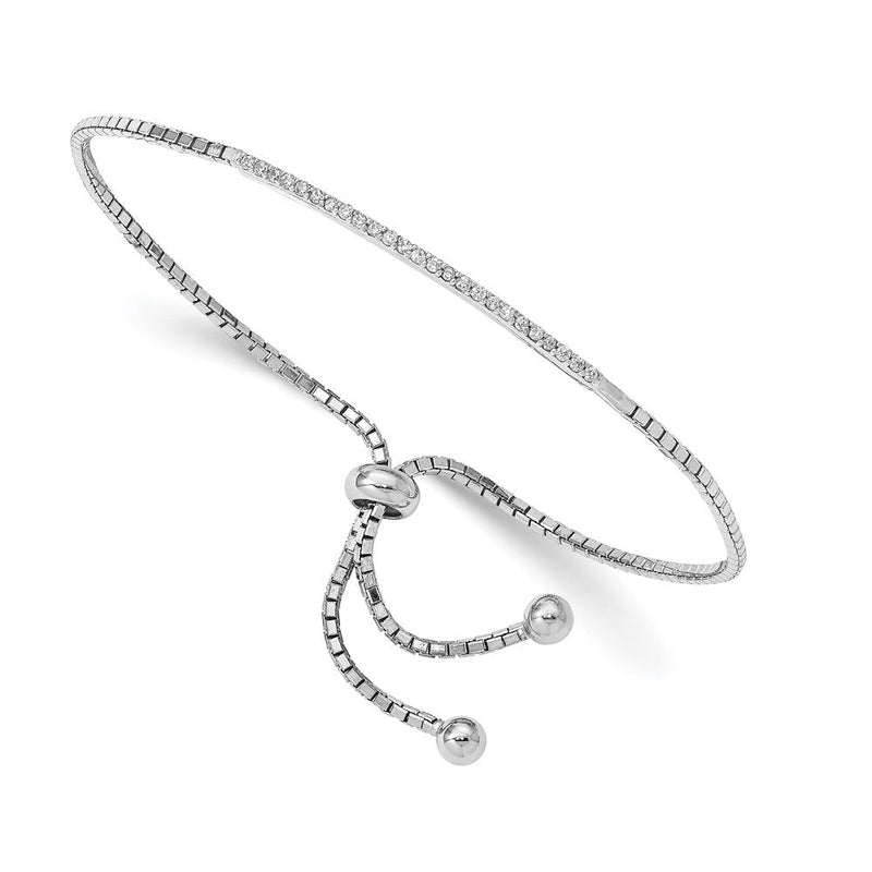 Sterlingsilber Rhodiniert Zirkonia Stab Verstellbar Armband