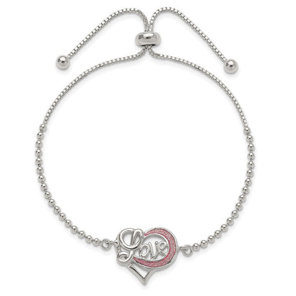Sterlingsilber Glitzer Infused Unendlichkeit Liebe Verstellbar Armband