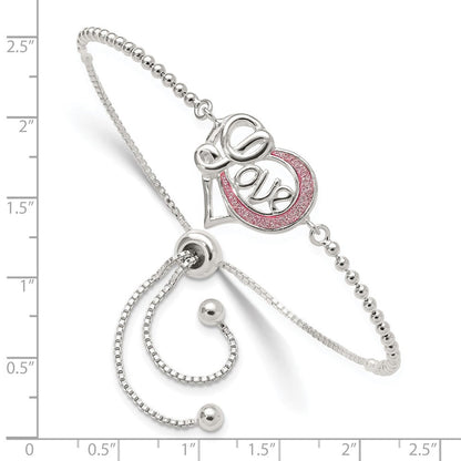 Sterlingsilber Glitzer Infused Unendlichkeit Liebe Verstellbar Armband
