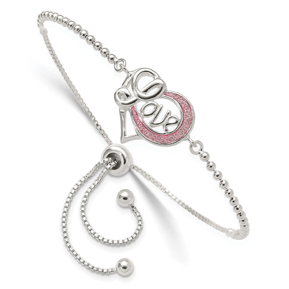 Sterlingsilber Glitzer Infused Unendlichkeit Liebe Verstellbar Armband