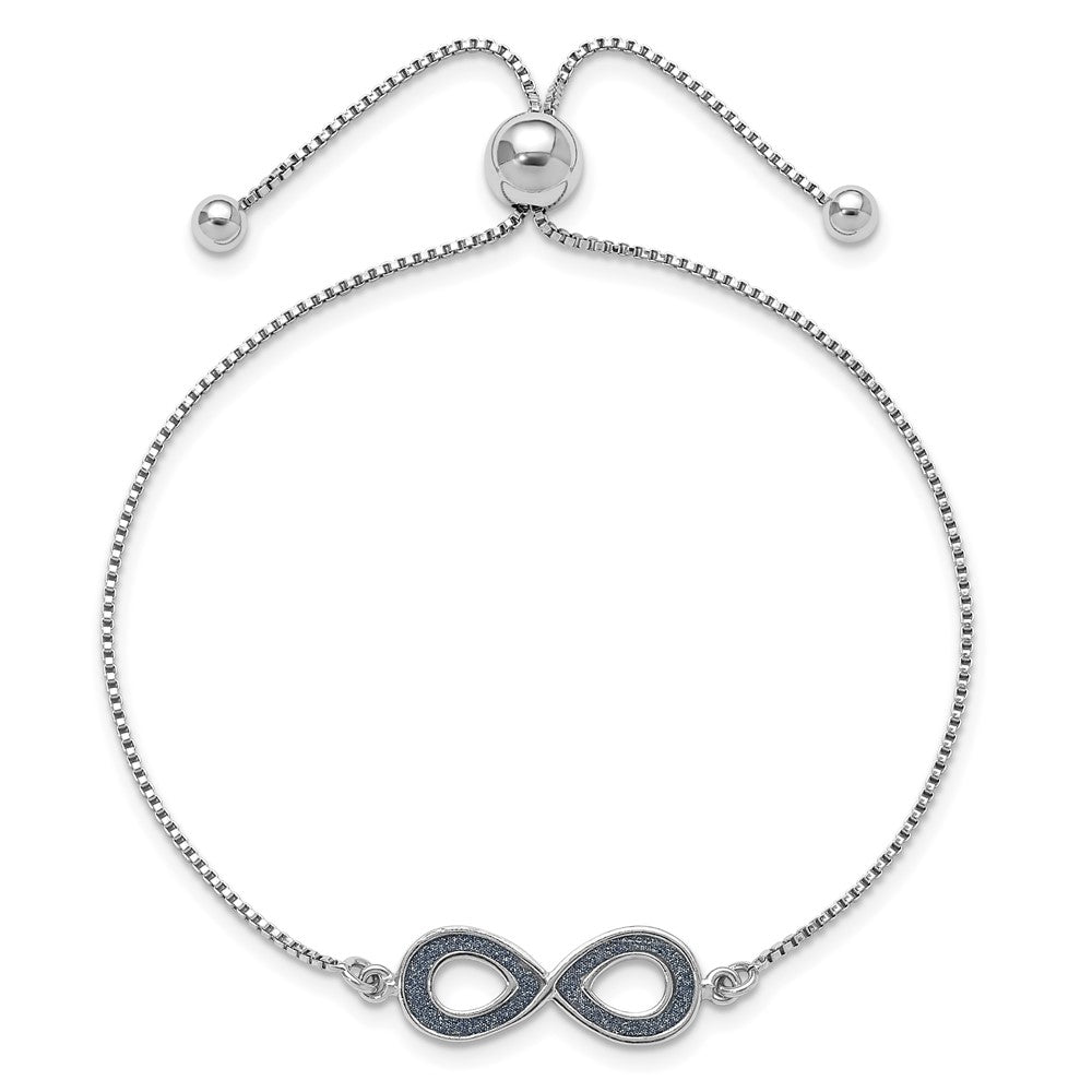 Sterlingsilber Rhodiniert Glitzer Infused Unendlichkeit Verstellbar Armband