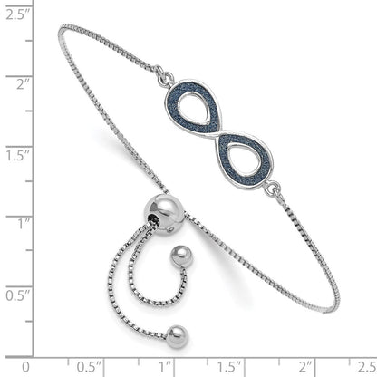 Sterlingsilber Rhodiniert Glitzer Infused Unendlichkeit Verstellbar Armband