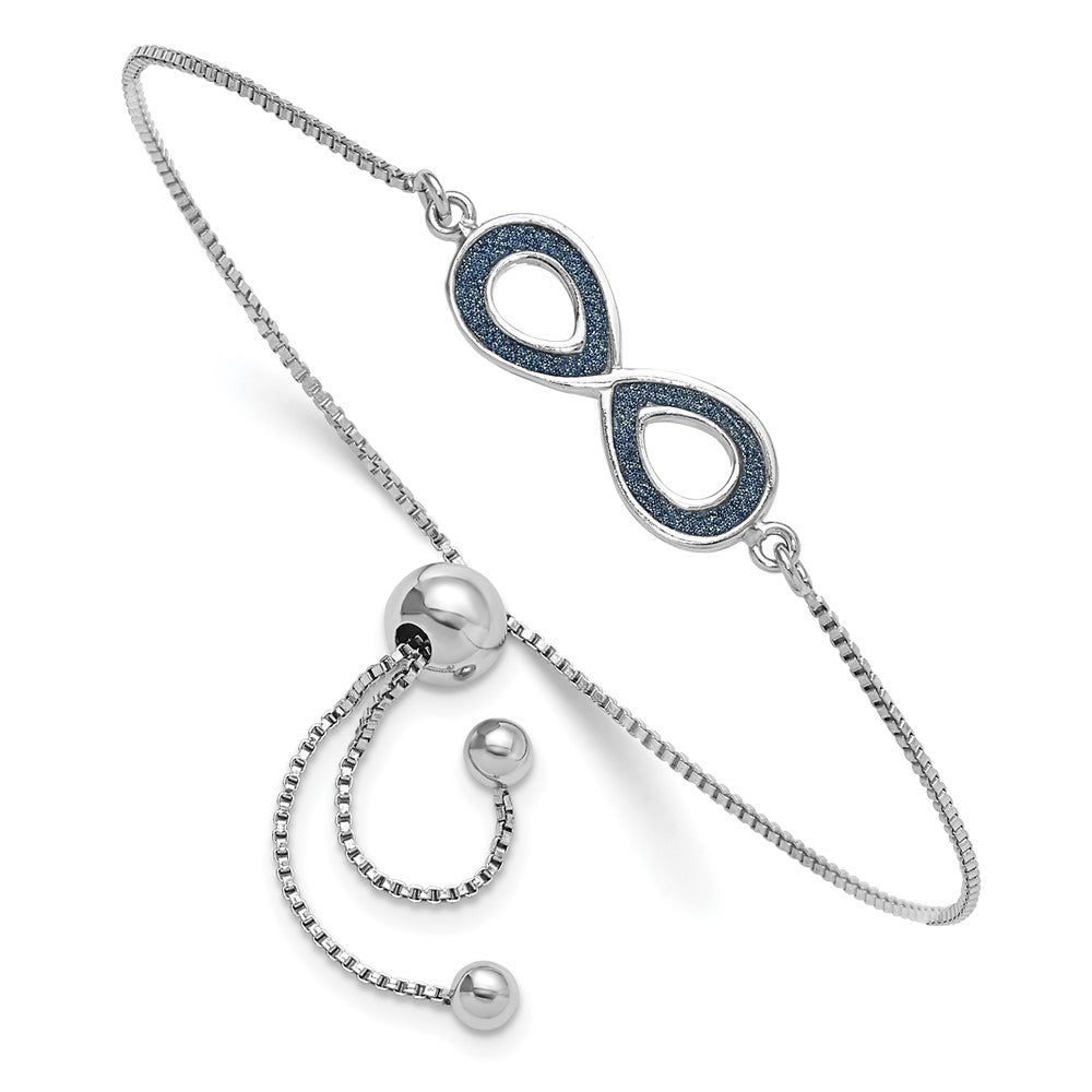 Sterlingsilber Rhodiniert Glitzer Infused Unendlichkeit Verstellbar Armband