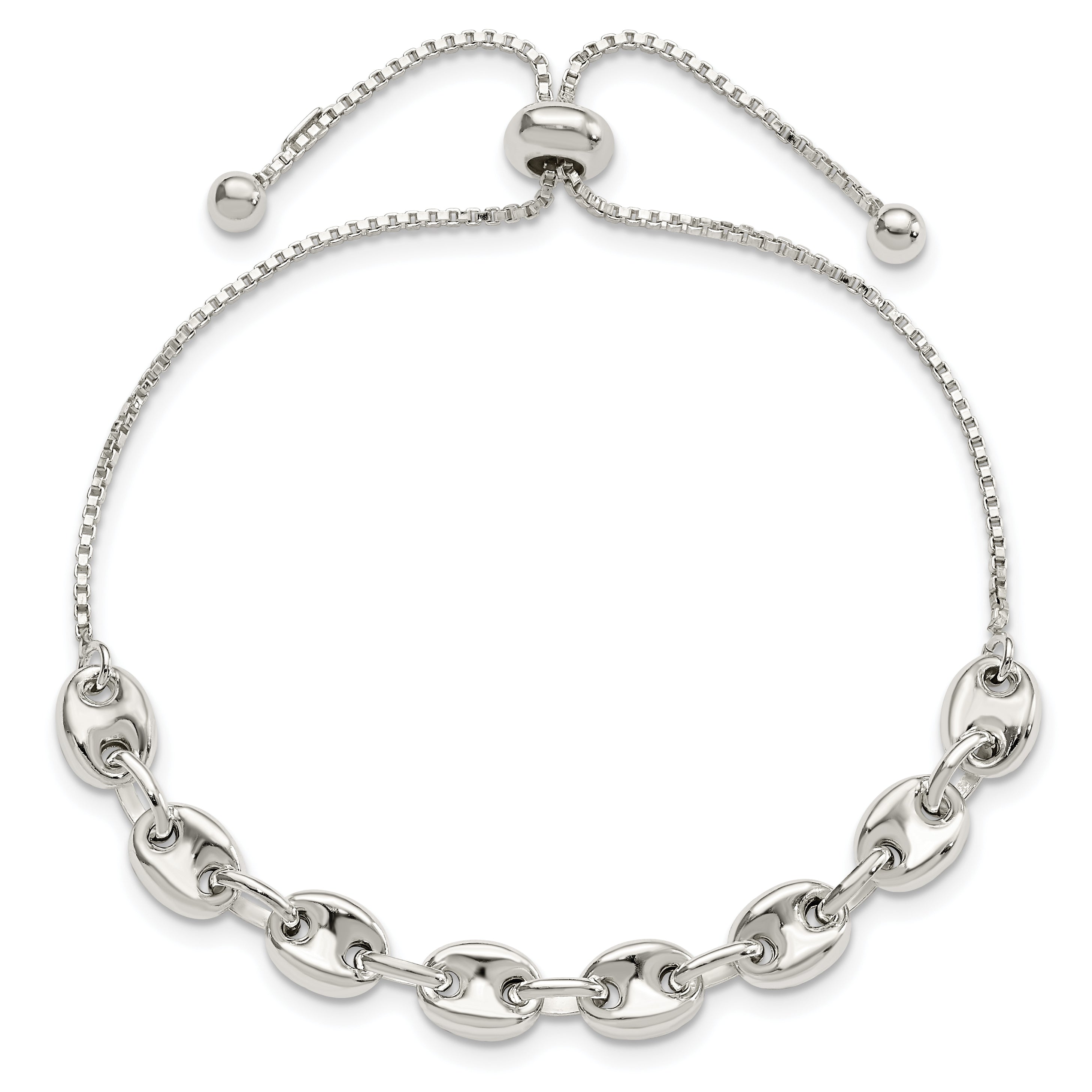 Sterlingsilber Poliert Glieder Verstellbar Armband