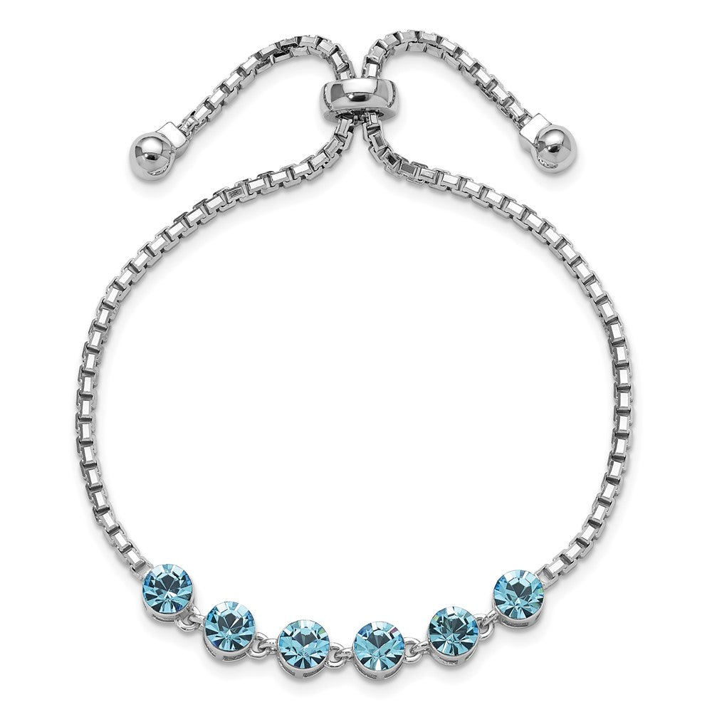 Sterlingsilber Rhodiniert Blau Kristall Verstellbar Armband