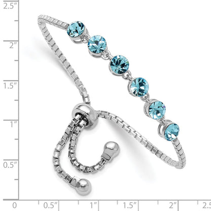 Sterlingsilber Rhodiniert Blau Kristall Verstellbar Armband