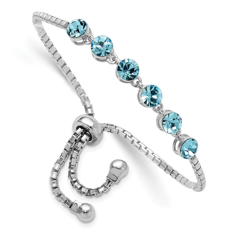 Sterlingsilber Rhodiniert Blau Kristall Verstellbar Armband