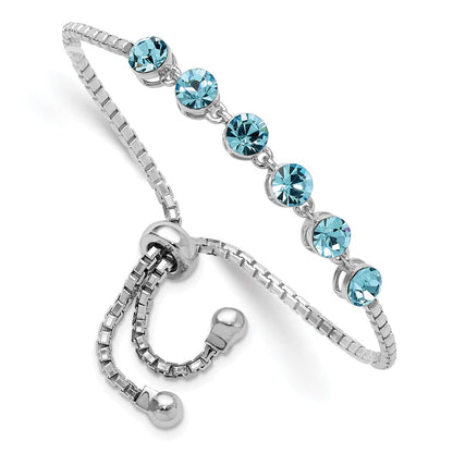 Sterlingsilber Rhodiniert Blau Kristall Verstellbar Armband