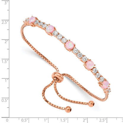 Sterlingsilber Roséfarben Erzeugt Opal und Zirkonia Verstellbar Armband