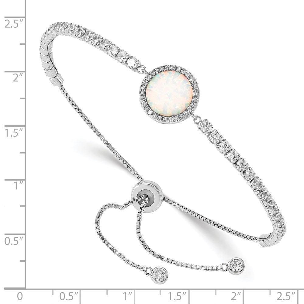 Sterlingsilber Rhodiniert Erzeugt Opal und Zirkonia Verstellbar Armband