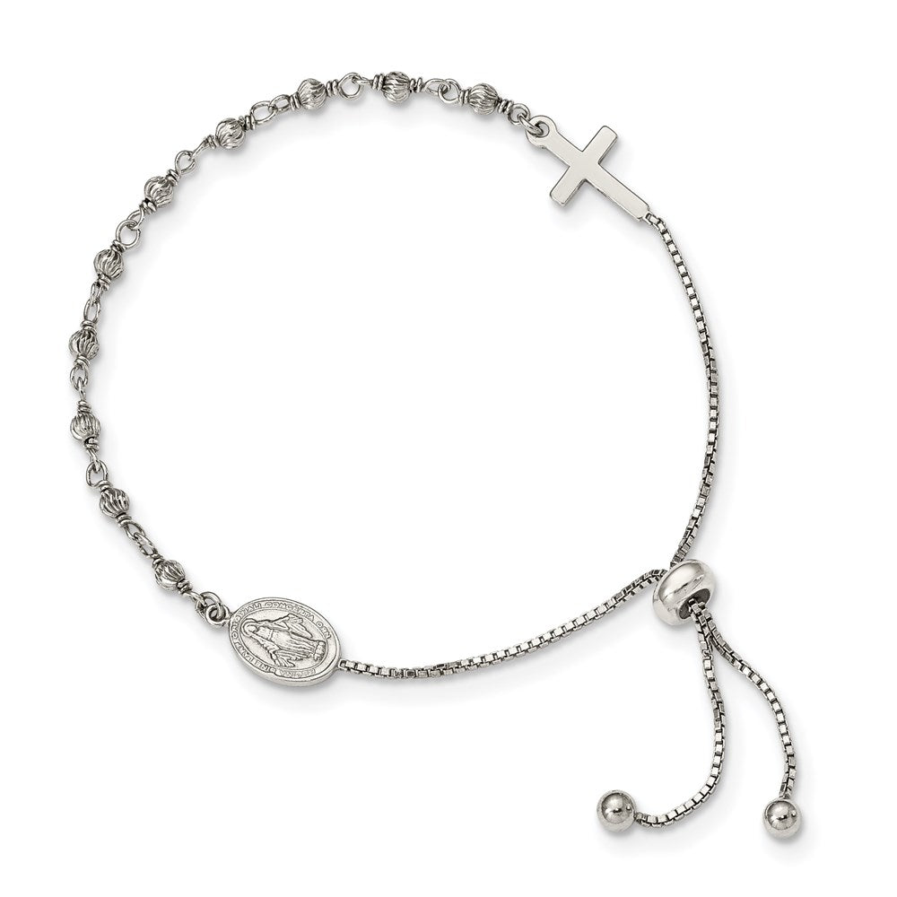 Sterlingsilber Wundertätig Medaille Verstellbar Armband