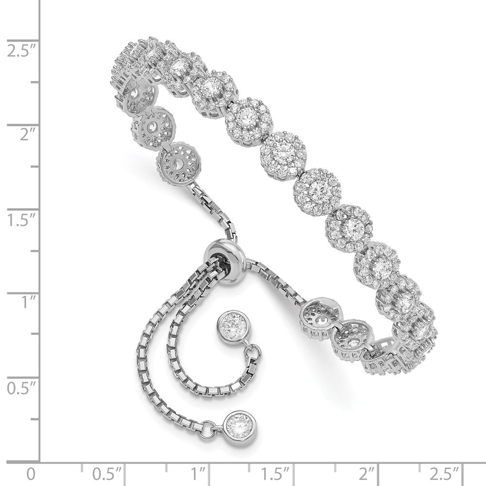 10 Zoll Sterlingsilber Rhodiniert Zirkonia Heiligenschein Verstellbar Armband