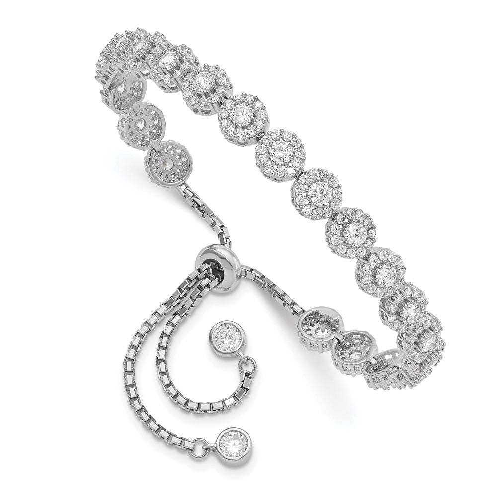 10 Zoll Sterlingsilber Rhodiniert Zirkonia Heiligenschein Verstellbar Armband