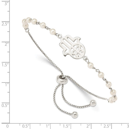 Sterlingsilber Hamsa mit Synthetisch Perle Verstellbar Armband