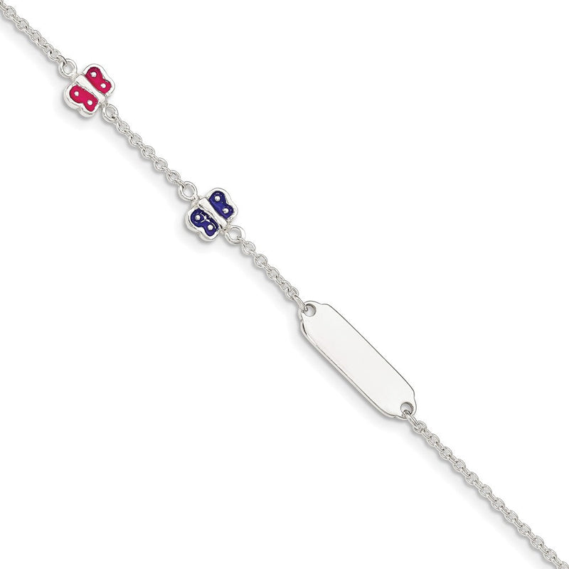 5.5 Zoll Sterlingsilber Emaille Schmetterling mit 1 Zoll Verlängerung Childs Id Armband