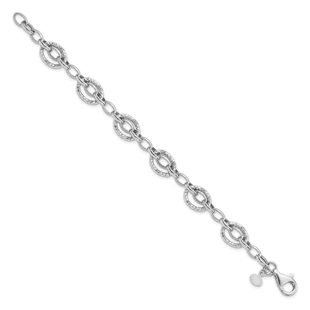 7.5 Zoll Sterlingsilber Rhodiniert Poliert Gehämmert Armband