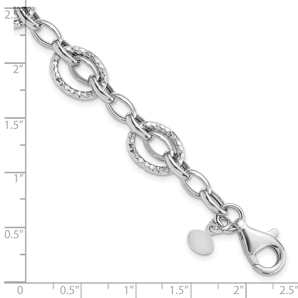 7.5 Zoll Sterlingsilber Rhodiniert Poliert Gehämmert Armband