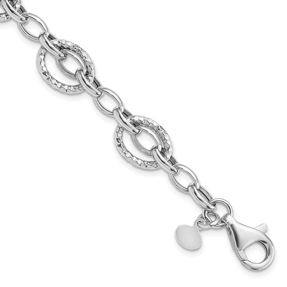 7.5 Zoll Sterlingsilber Rhodiniert Poliert Gehämmert Armband