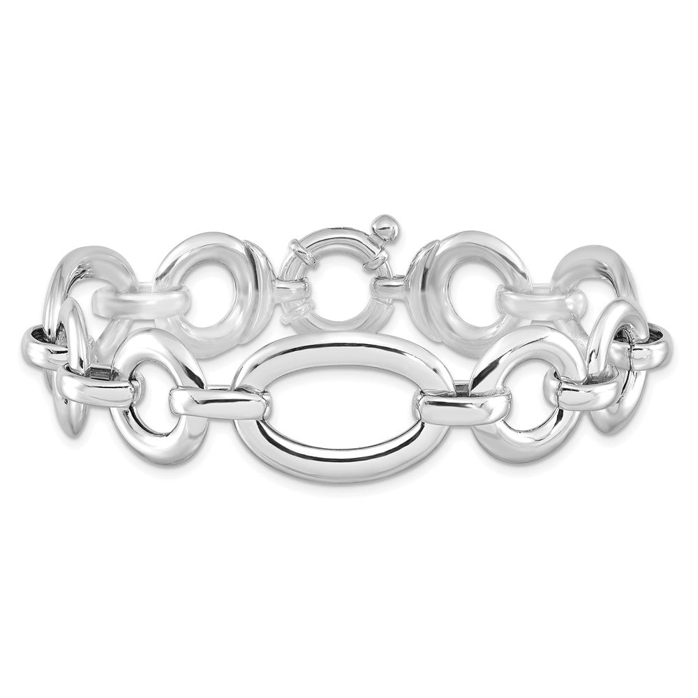 7.75 Zoll Sterlingsilber Rhodiniert Poliert Fantasieglieder Armband
