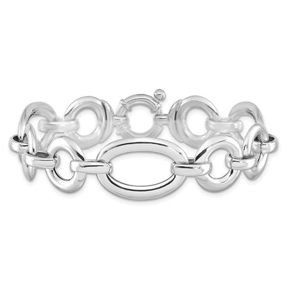 7.75 Zoll Sterlingsilber Rhodiniert Poliert Fantasieglieder Armband