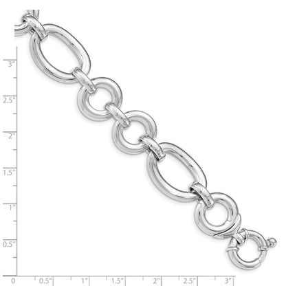 7.75 Zoll Sterlingsilber Rhodiniert Poliert Fantasieglieder Armband