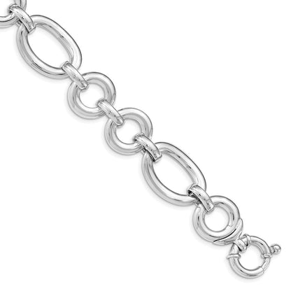 7.75 Zoll Sterlingsilber Rhodiniert Poliert Fantasieglieder Armband