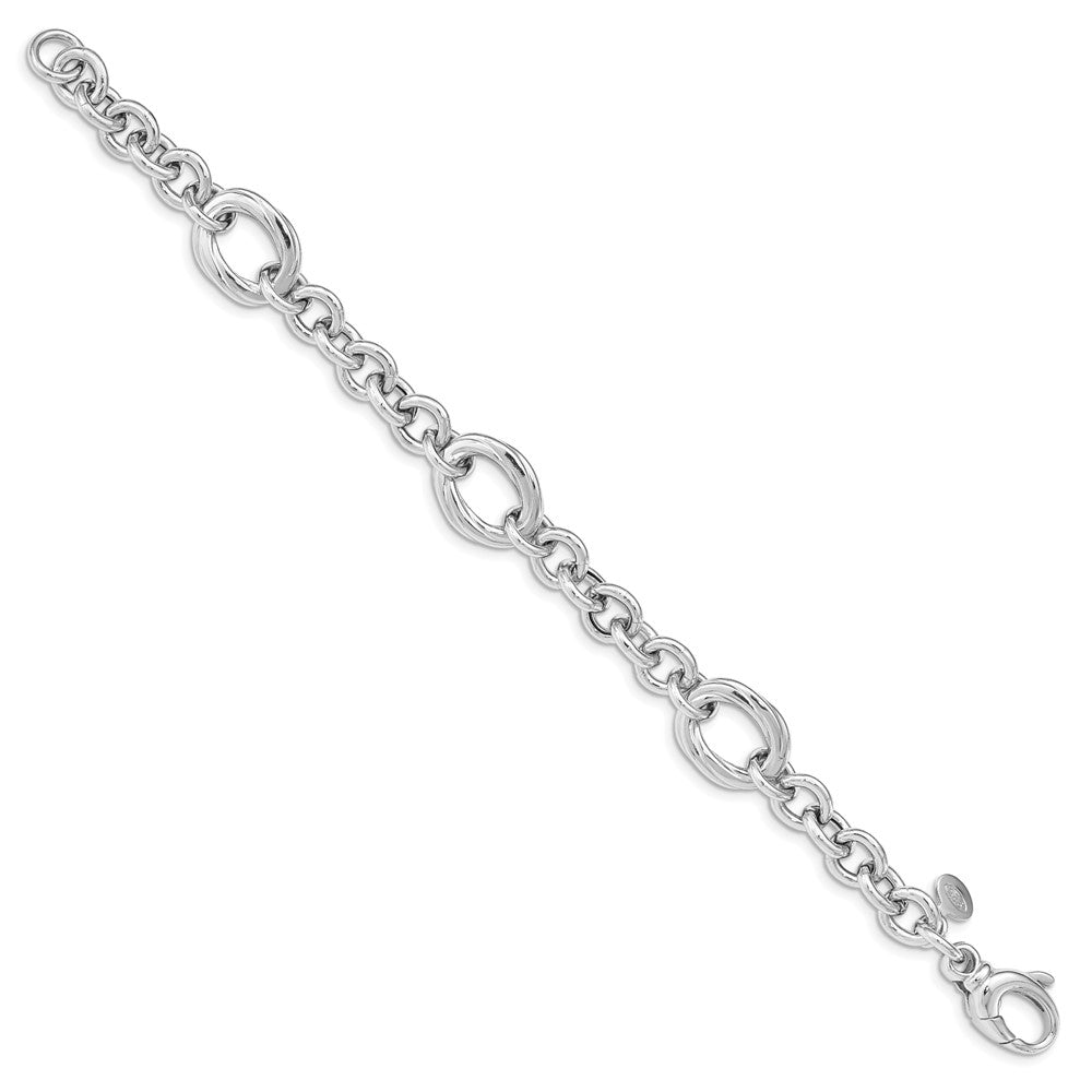 7.25 Zoll Sterlingsilber Rhodiniert Poliert Glieder Armband