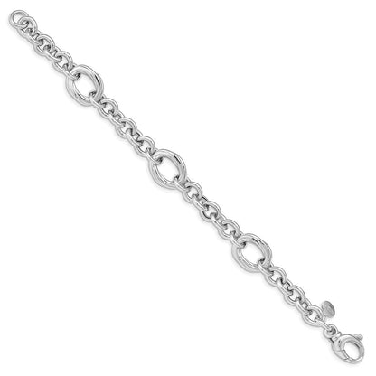 7.25 Zoll Sterlingsilber Rhodiniert Poliert Glieder Armband