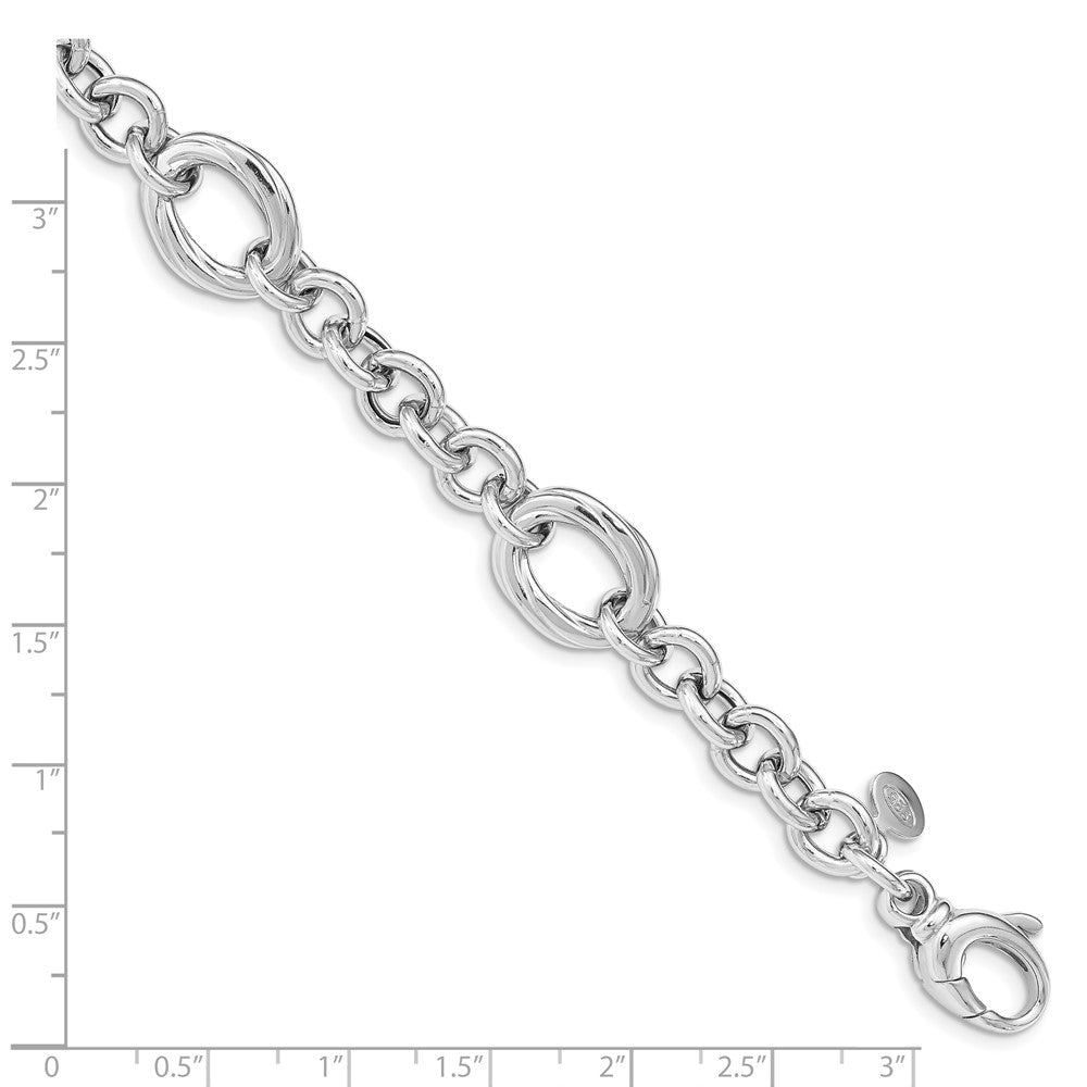 7.25 Zoll Sterlingsilber Rhodiniert Poliert Glieder Armband