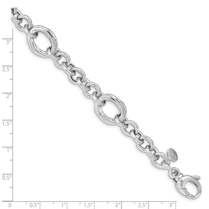 7.25 Zoll Sterlingsilber Rhodiniert Poliert Glieder Armband