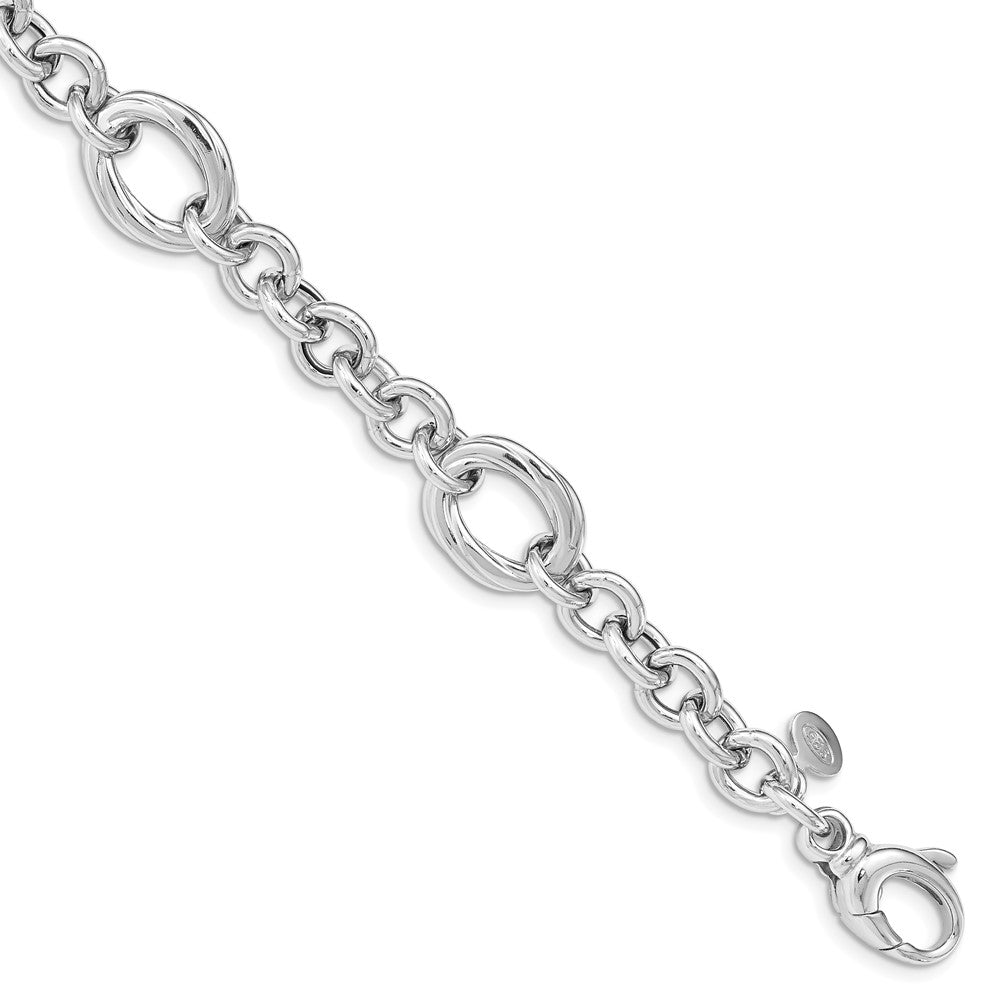 7.25 Zoll Sterlingsilber Rhodiniert Poliert Glieder Armband