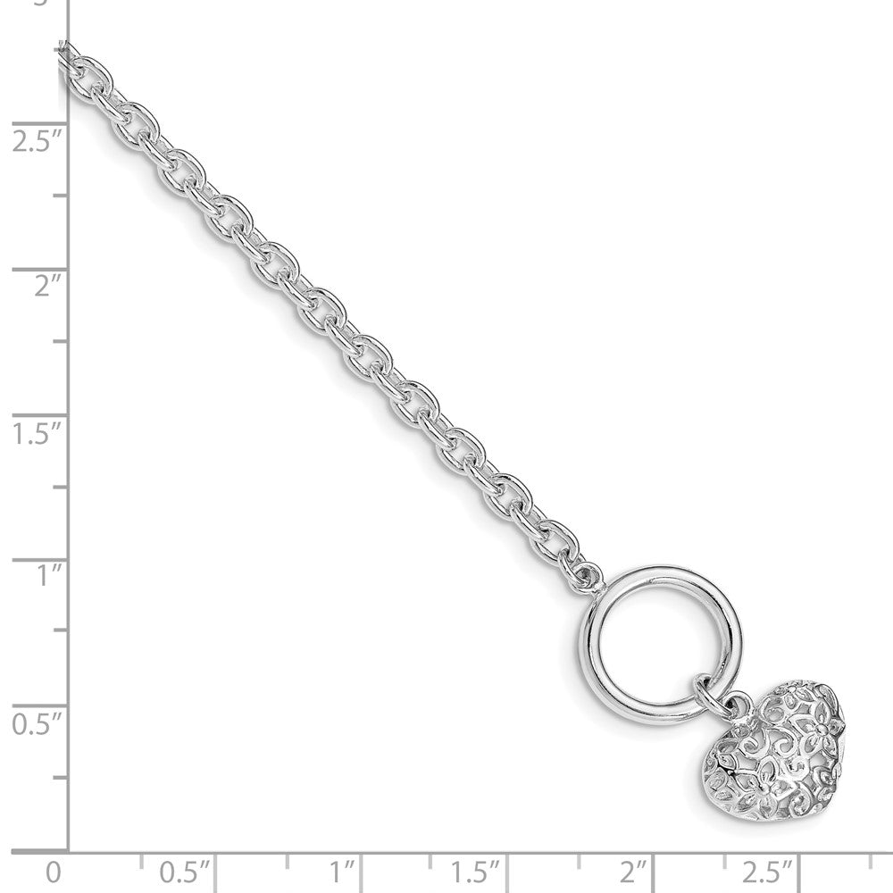 7.5 Zoll Sterlingsilber Poliert Herz Armband